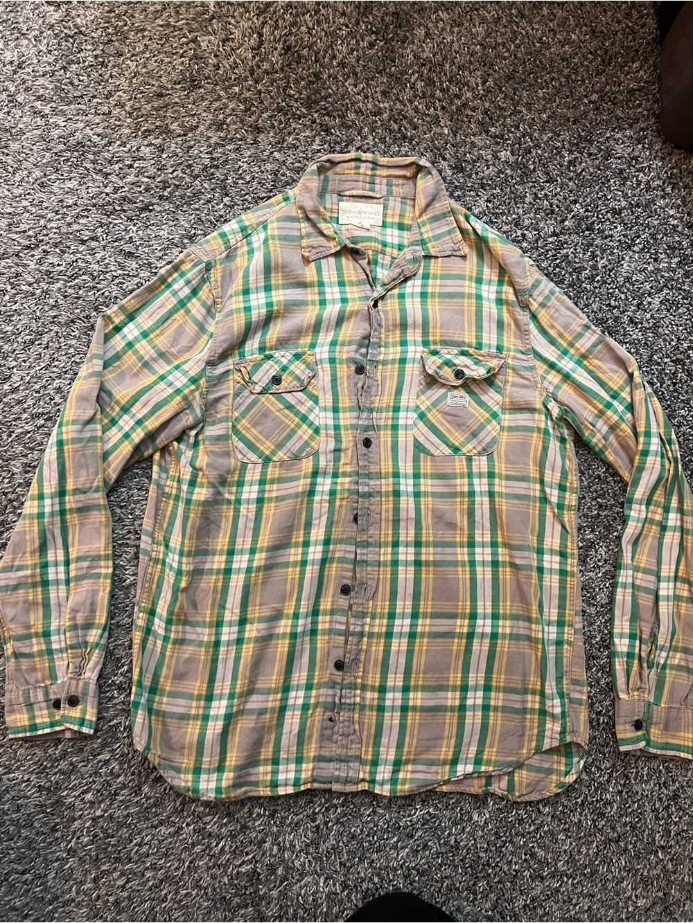 Denim & Supply Ralph Lauren Green and Tan Plaid Button-Down Shirt